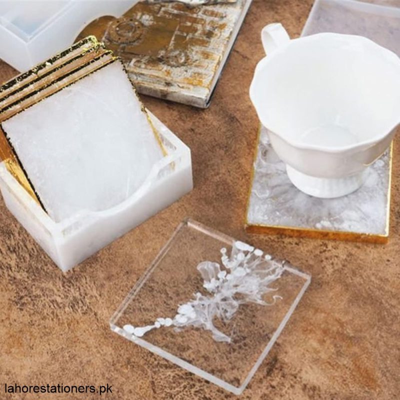 Cup Coaster Epoxy Resin Silicone Mold Set with Coaster Holder