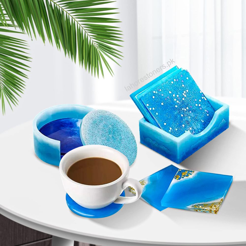 Cup Coaster Epoxy Resin Silicone Mold Set with Coaster Holder