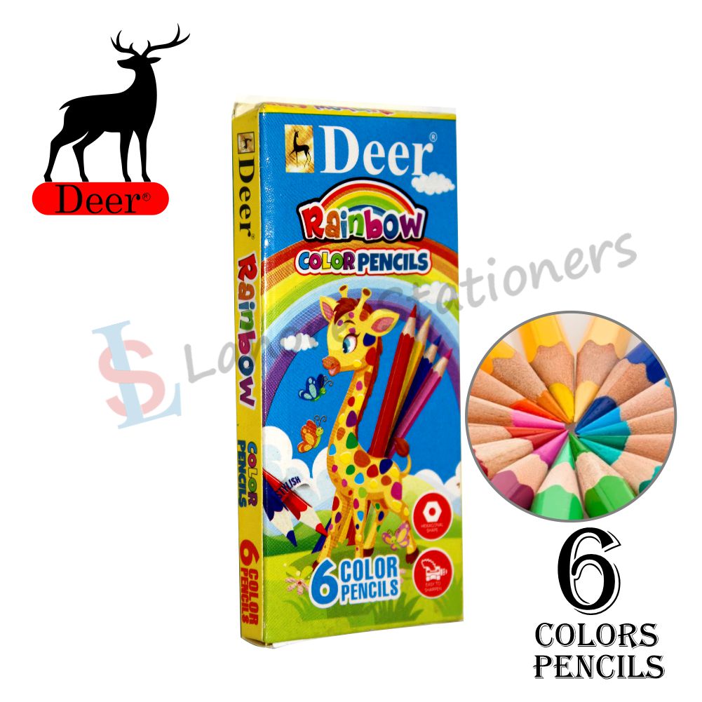 Deer Rainbow Color Pencils Half size 6 Colors