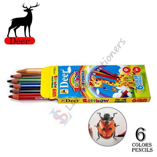 Deer Rainbow Color Pencils Half size 6 Colors