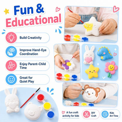DIY Plaster Painting Kit with Acrylic Colors & Brushes  Kids Character Designs