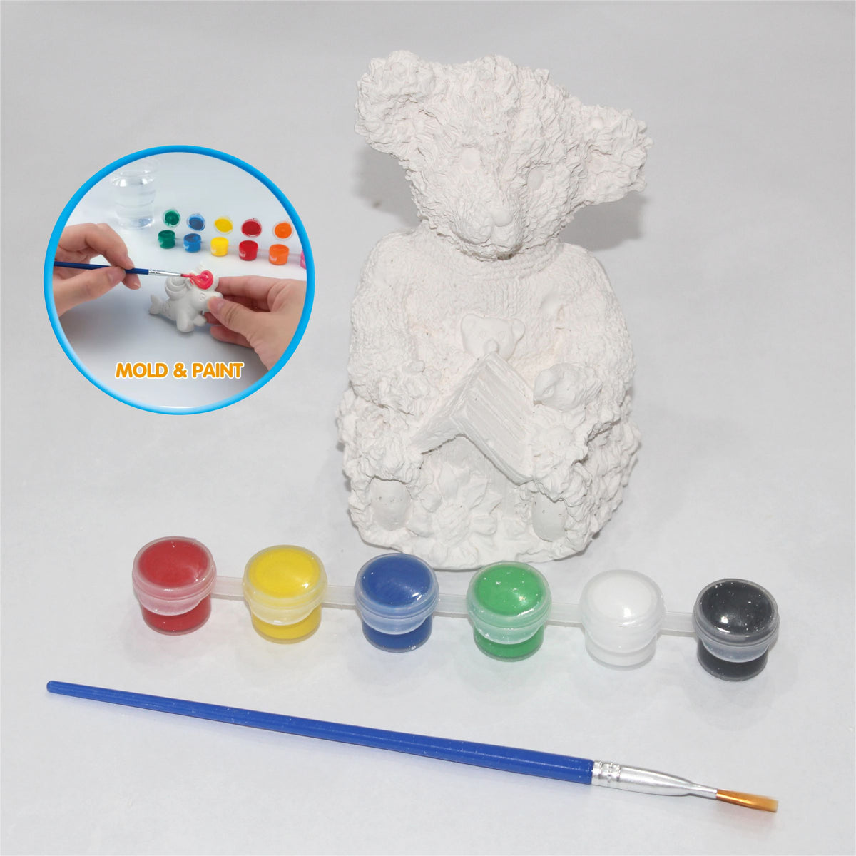 DIY Plaster Painting Kit with Acrylic Colors & Brushes  Kids Character Designs