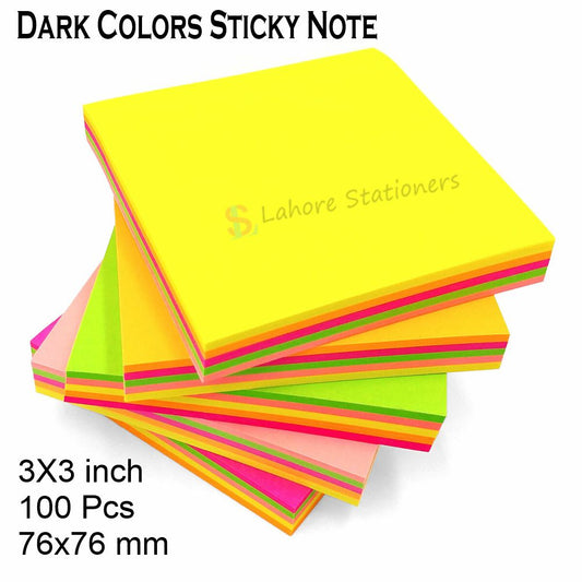Sticky Note 3x3 Dark Neon Multicolor