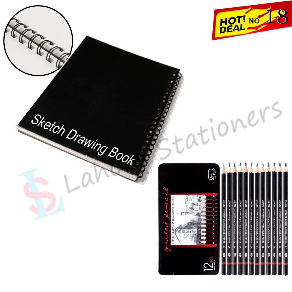 Deal 18: Sketching Pencil Set with Drawing Book – Complete Sketching Kit