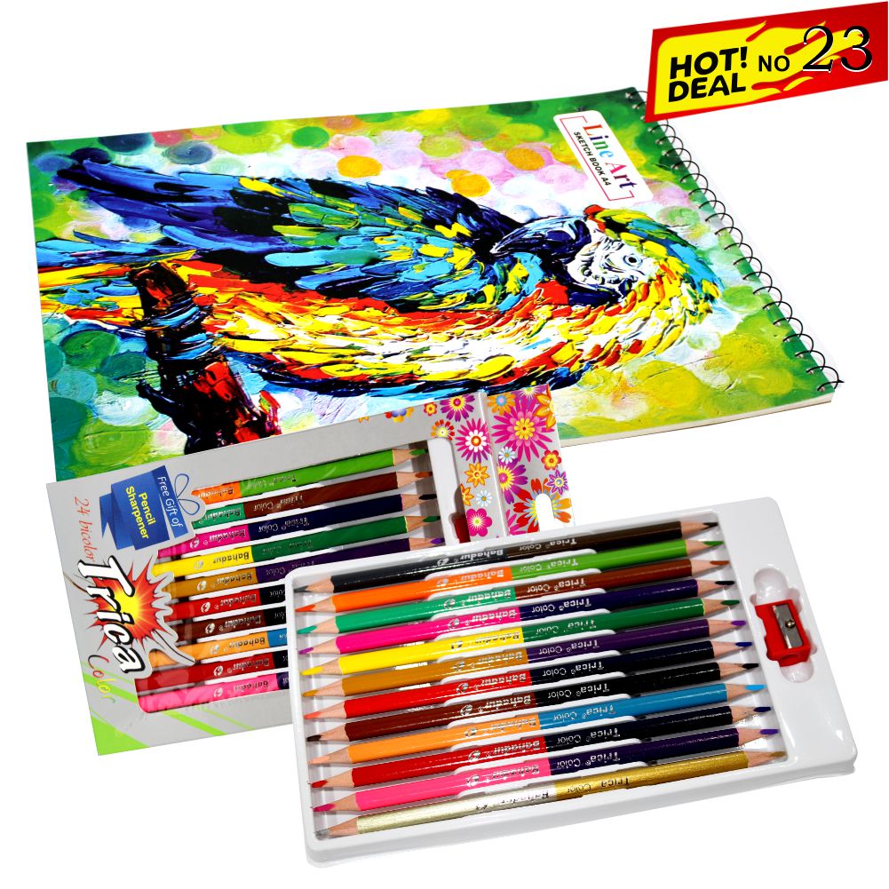 Deal 23 Art Sketch Book Trica Double 24 Color Pencil Set