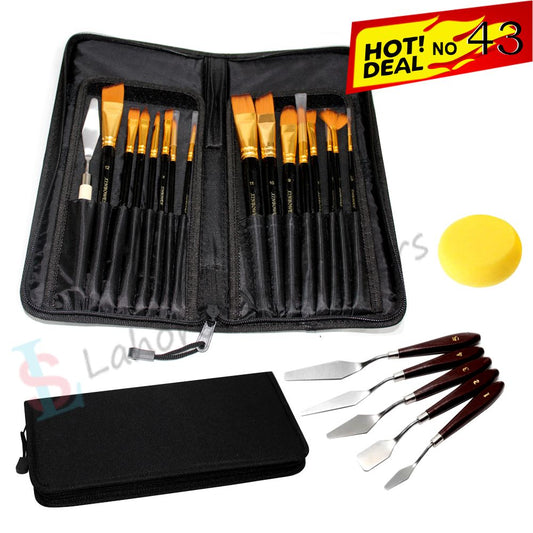 Deal 43: 17-Piece Paint Brush Set with 5-Piece Painting Knife Set – Complete Art Kit