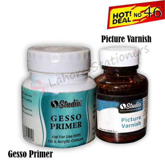 Deal 46: Picture Varnish & Gesso Primer Perfect for Oil & Acrylic Paints