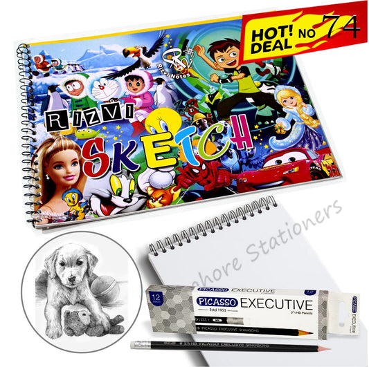 Deal 74: Sketch Book with Picasso Executive Pencil Set Complete Sketching Kit