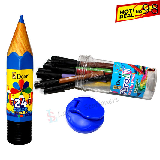 Deal 98: Deer Color Pencils 24 Colors Deer Fibro Art Fiber Tip Markers