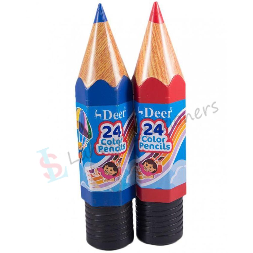 Deal 97: Deer Color Pencils 24 Colors Pencils Jar & Hurray Sharpener & Eraser