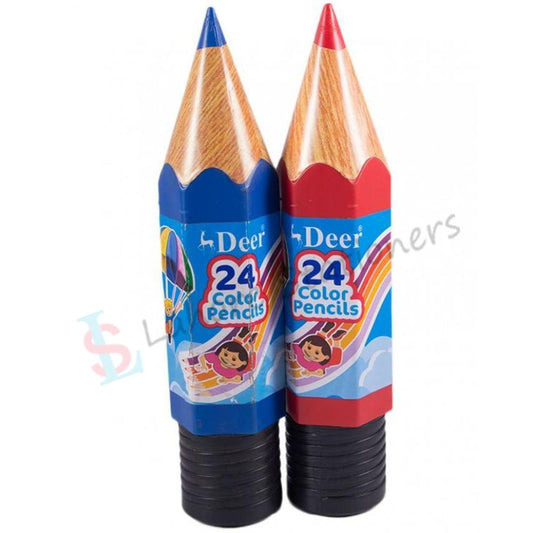 Deal 97: Deer Color Pencils 24 Colors Pencils Jar & Hurray Sharpener & Eraser