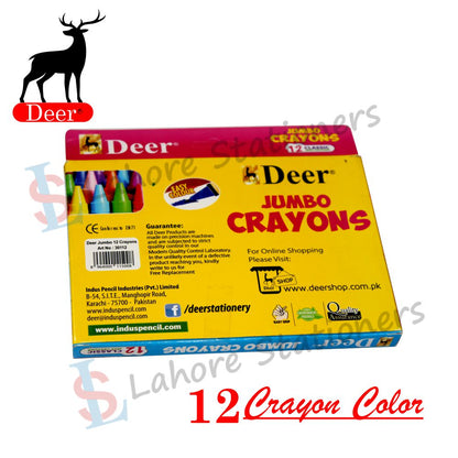 Deer Jumbo Crayons 12 Classic Wax Crayons Colors