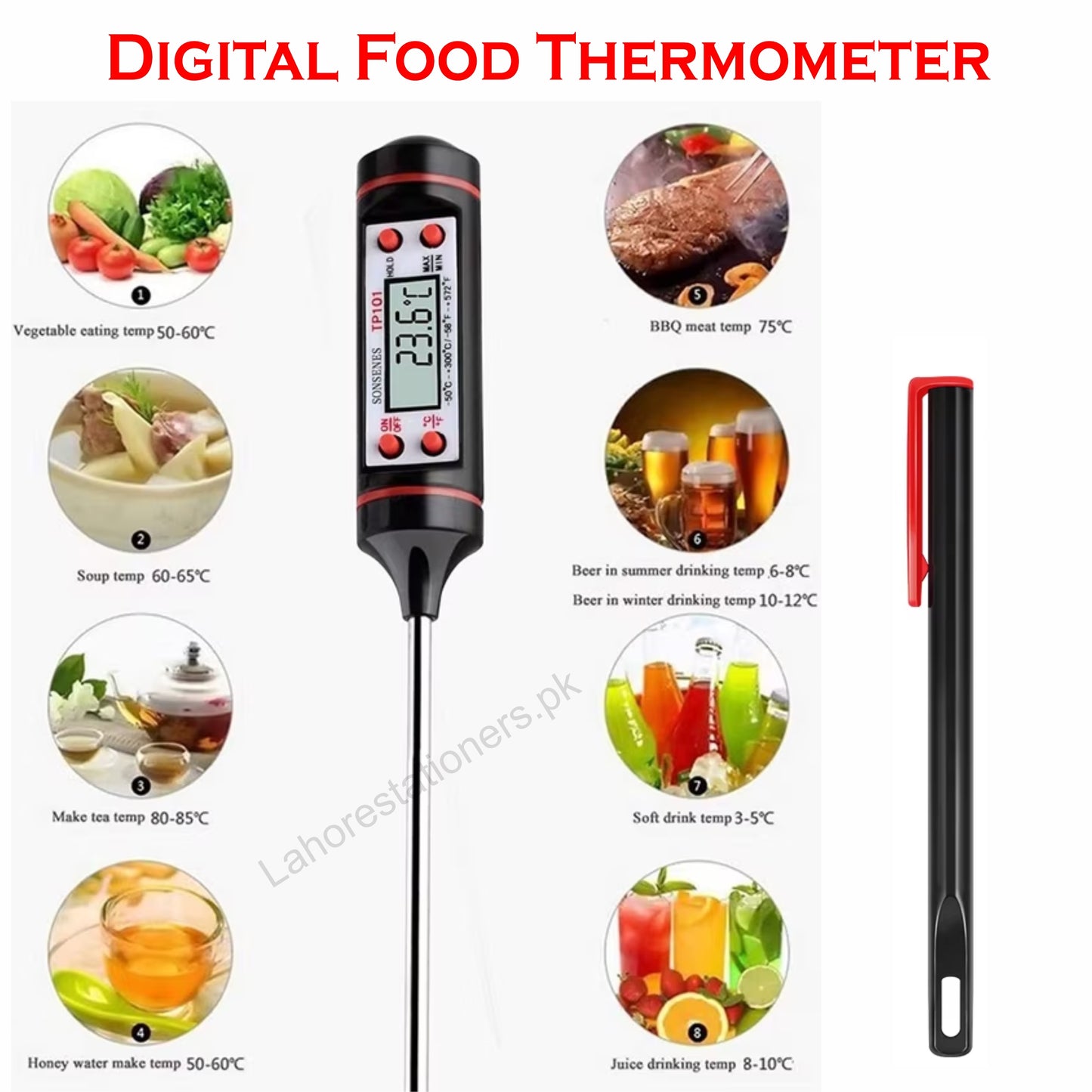 Digital Food Thermometer Instant Read Kitchen, BBQ, Meat & Candy Thermometer