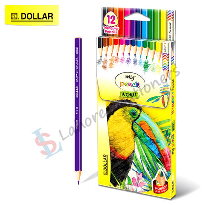 Dollar My Pencil WOW Color Pencil (12 Pcs) Full Size With 1 Pencil 4 in 1Fusion