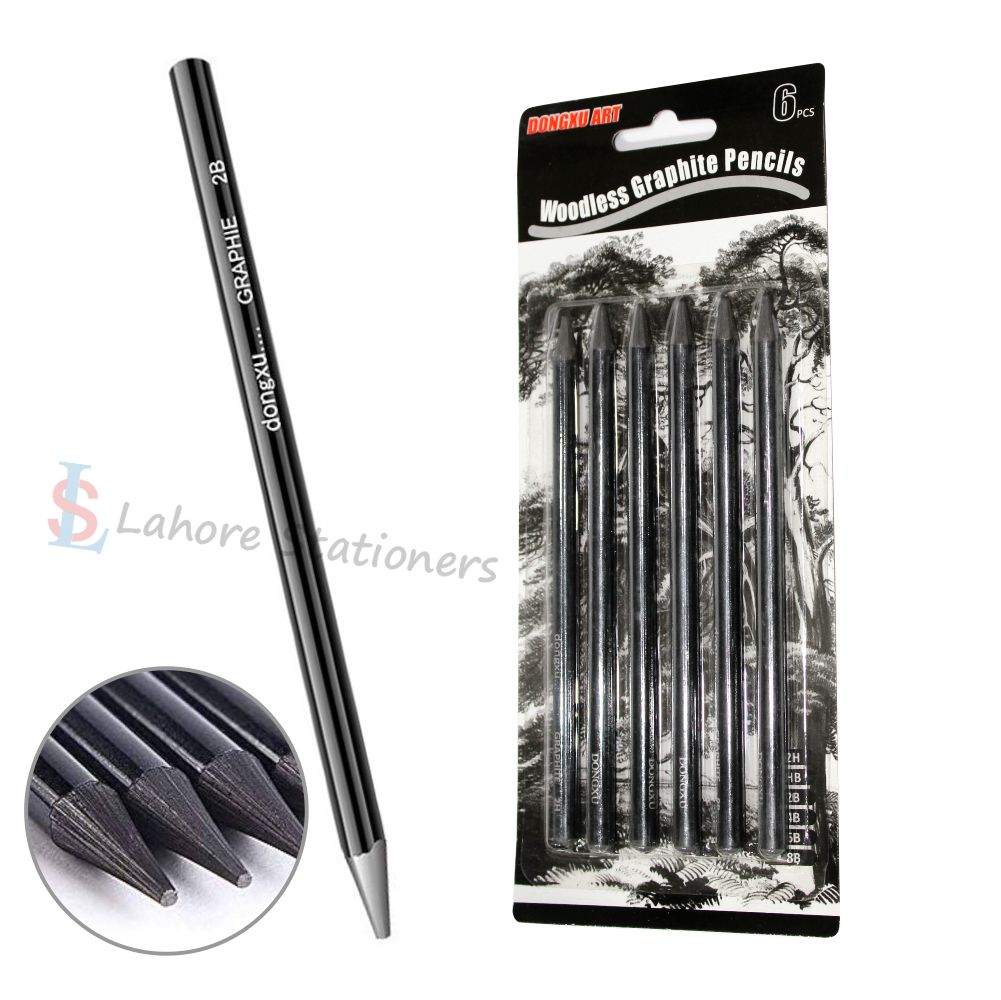 Art Woodless Graphite Pencils Set of 6 Professional Sketching & Portrait Drawing