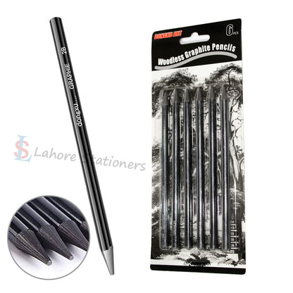Art Woodless Graphite Pencils Set of 6 Professional Sketching & Portrait Drawing