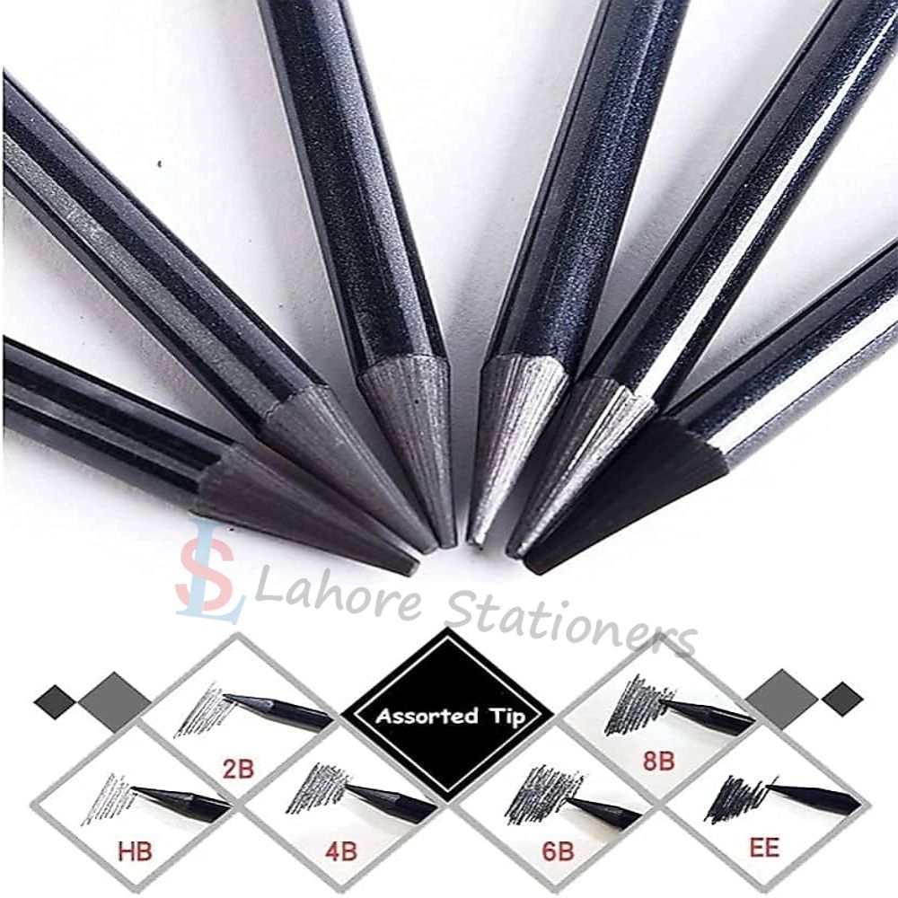 Art Woodless Graphite Pencils Set of 6 Professional Sketching & Portrait Drawing