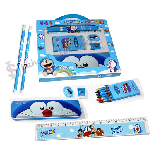 Doraemon Stationery Set Geometry Pencil Eraser Scale Sharpener Crayon Color.