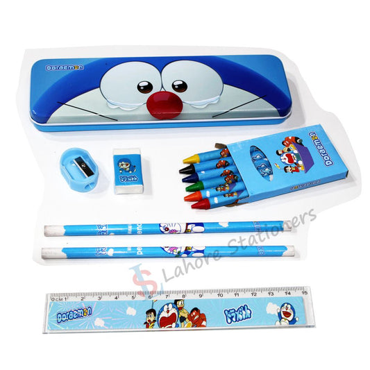Doraemon Stationery Set Geometry Pencil Eraser Scale Sharpener Crayon Color.