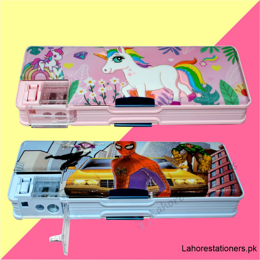 Amazing Girls Character Double Side Pencil Case With Dual Sharpner Geometry Box