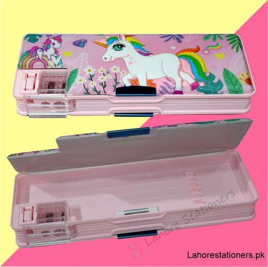 Amazing Girls Character Double Side Pencil Case With Dual Sharpner Geometry Box