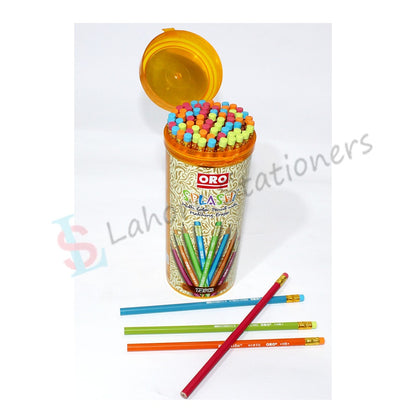 ORO Splash Lead Pencils 72 Pcs Jar Metallic Body Colors with Matching Eraser