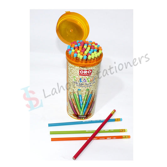 ORO Splash Lead Pencils 72 Pcs Jar Metallic Body Colors with Matching Eraser