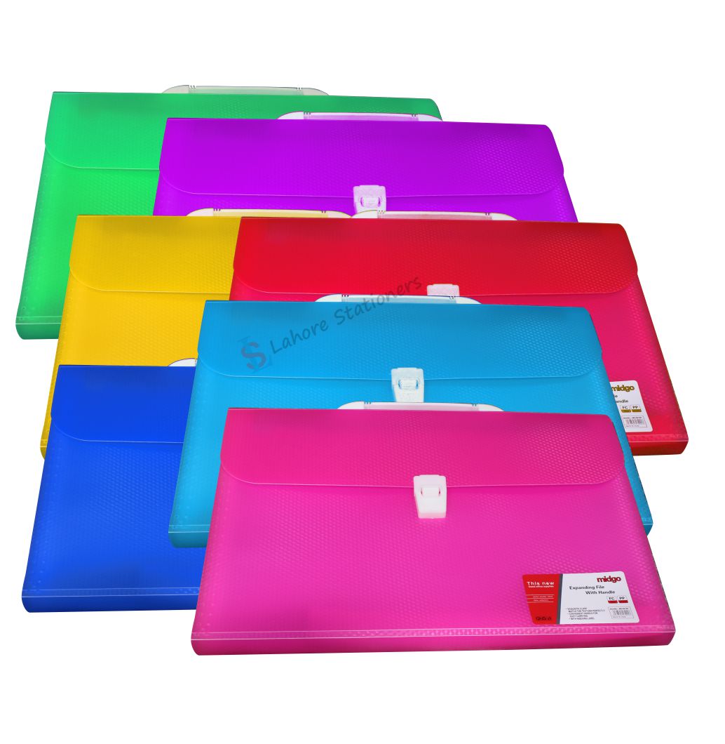 Expanding File Folder Documents Bag Large A4 Size with Carry Handle 12 Pockets Plastic Sheet