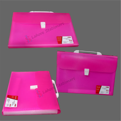 Expanding File Folder Documents Bag Large A4 Size with Carry Handle 12 Pockets Plastic Sheet