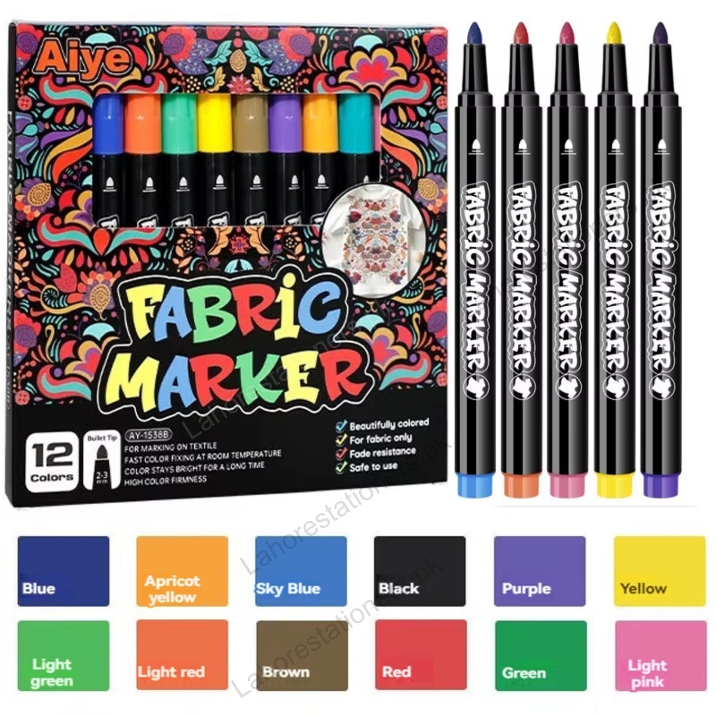 Permanent Fabric Markers for Clothes & Textile Painting – 12 & 24 Colors
