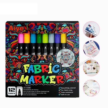 Permanent Fabric Markers for Clothes & Textile Painting – 12 & 24 Colors