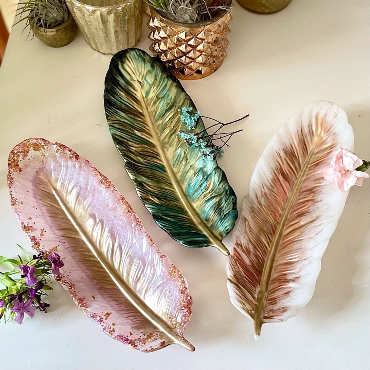 Feather Dish Silicone Mold Resin Trinket, Jewelry, Key & Candy Dish