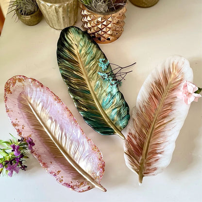 Feather Dish Silicone Mold Resin Trinket, Jewelry, Key & Candy Dish