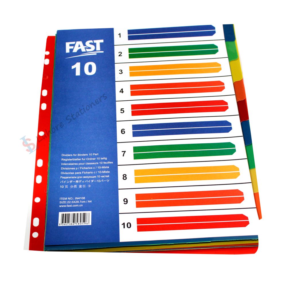 File Separator Divider Plastic Pack of 10 – Lahore Stationers