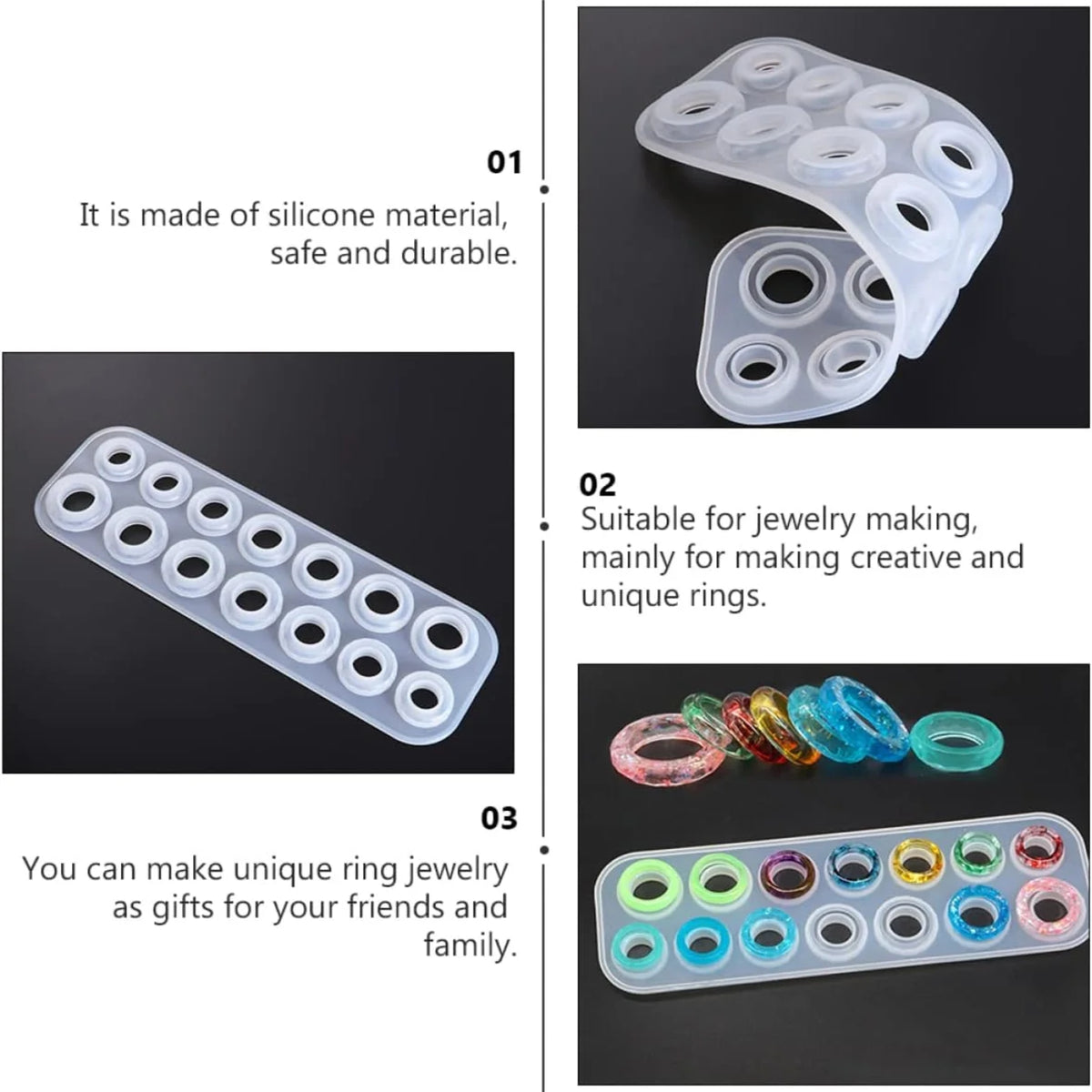Finger Ring Silicone Mold Jewelry Casting Mould for DIY Ring Making