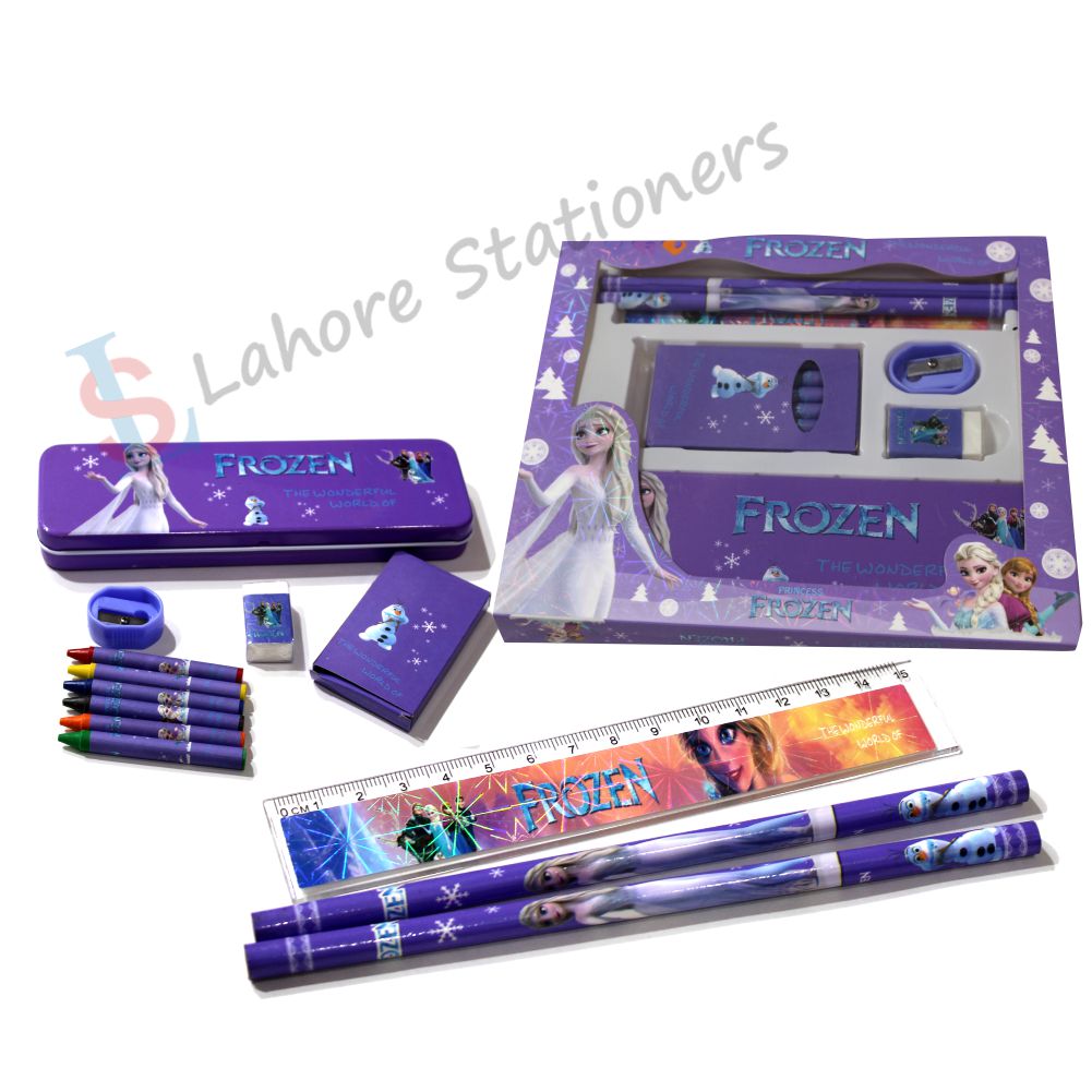 Frozen Stationery Geometry Set Pencil Eraser Scale Sharpener Crayon Color.