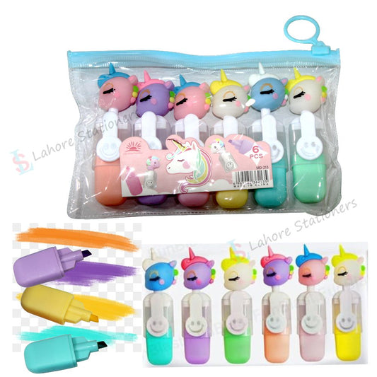 Unicorn Highlighters Pen Pack of 6 Colors