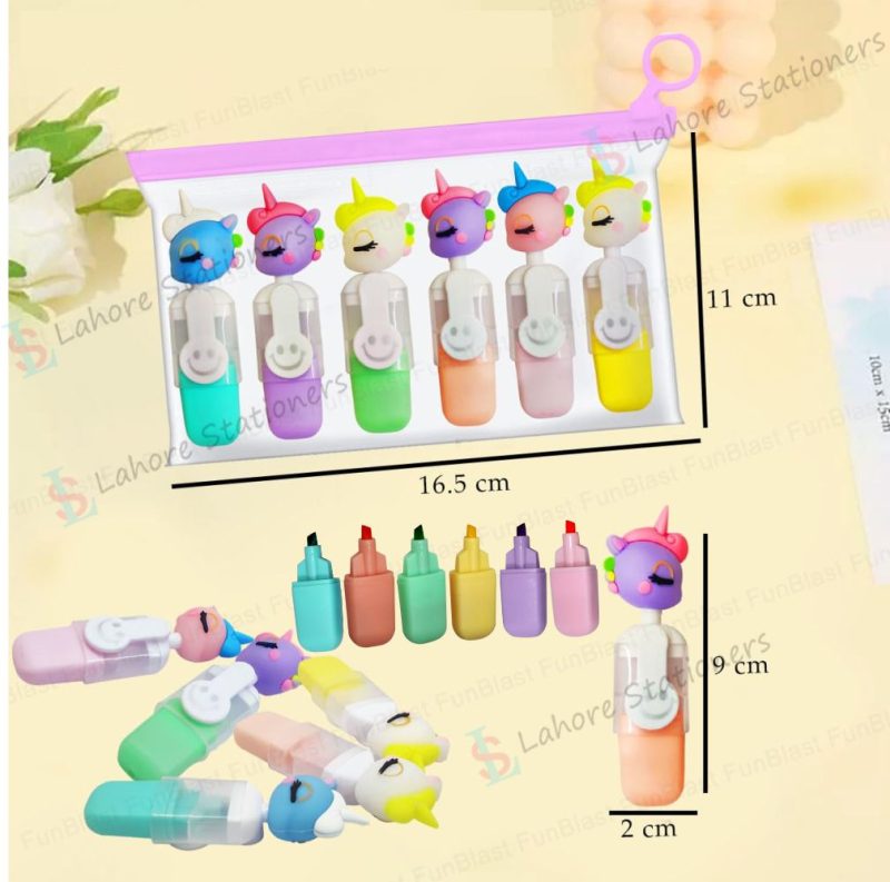 Unicorn Highlighters Pen Pack of 6 Colors
