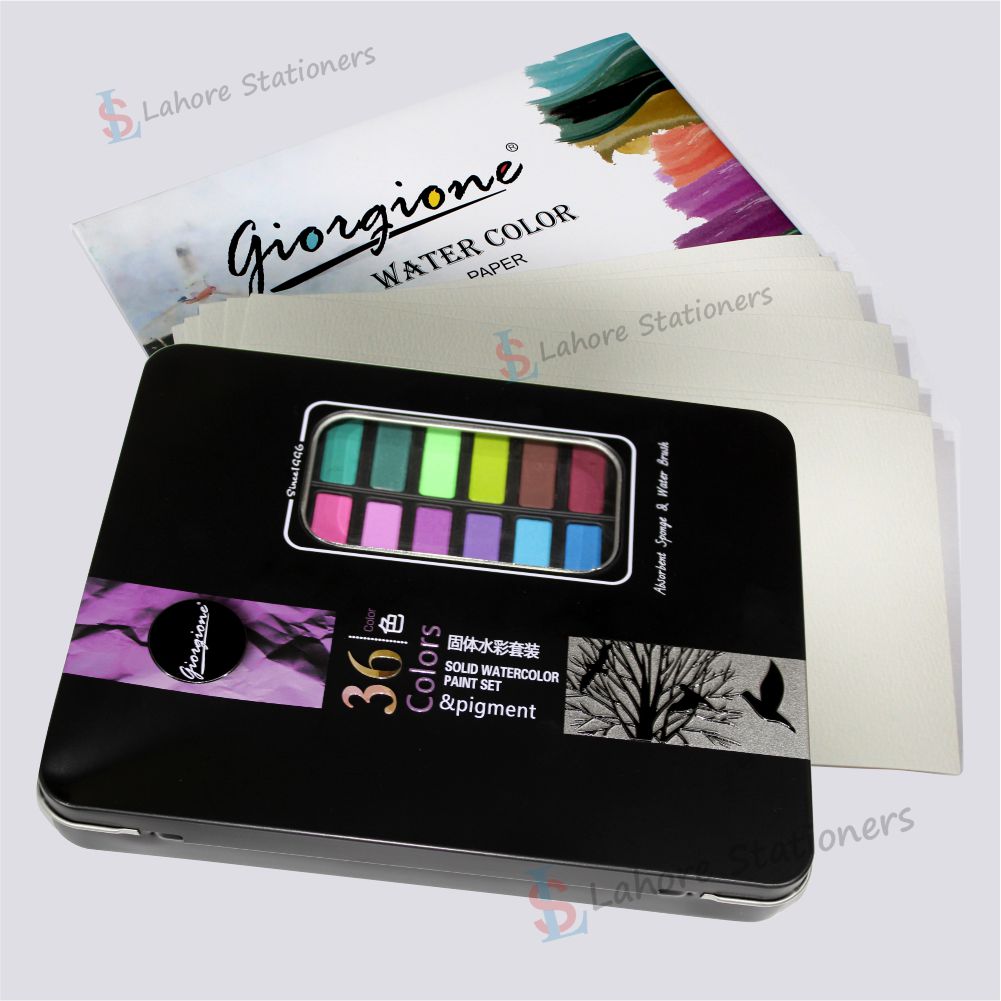 Giorgione Watercolors Set of 36 Colors in Pack Metal Tin Box