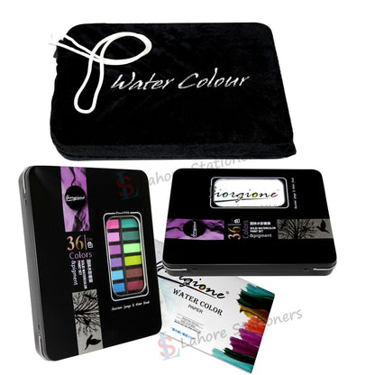 Giorgione Watercolors Set of 36 Colors in Pack Metal Tin Box