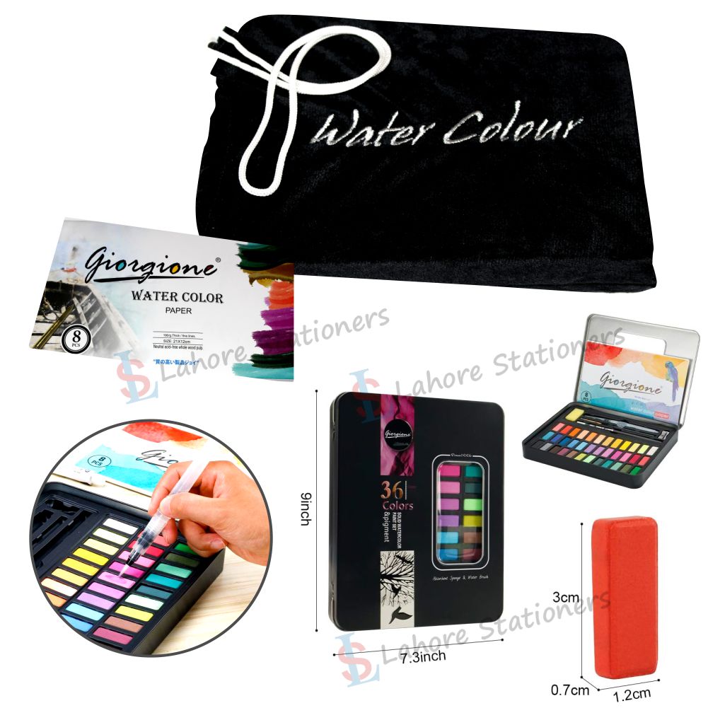 Giorgione Watercolors Set of 36 Colors in Pack Metal Tin Box