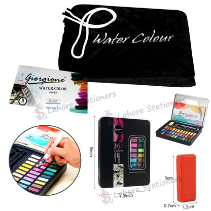 Giorgione Watercolors Set of 36 Colors in Pack Metal Tin Box