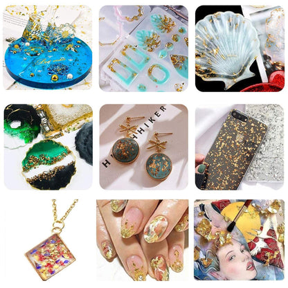 Gold Leaf Foil Flakes for Resin Art, Jewelry Making & Decorative Crafts