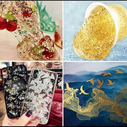 Gold Leaf Foil Flakes for Resin Art, Jewelry Making & Decorative Crafts