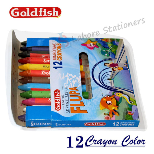 Goldfish Jumbo Wax Crayons Pack Of 12 Colors, Jumbo Size Sticks