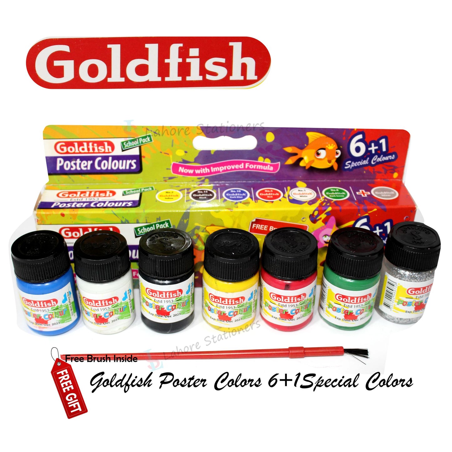 Goldfish Poster Colors 7 Pcs + Brush