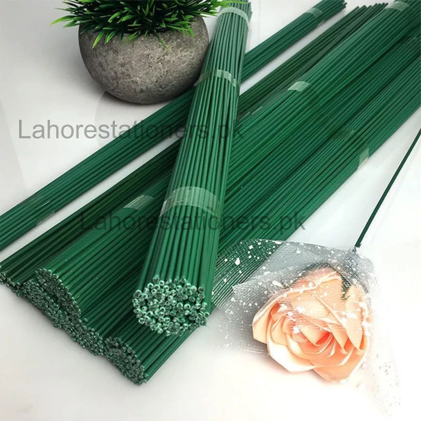 Green Bendable Floral Wire Stems for DIY Flowers, Bouquets & Wreaths
