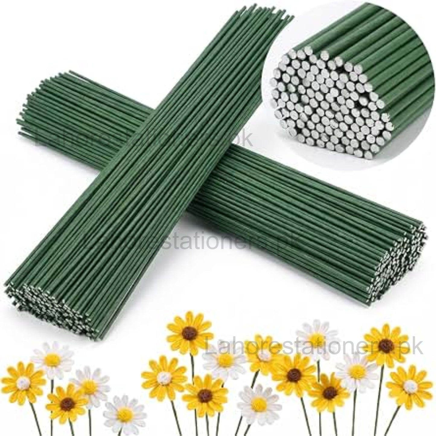 Green Bendable Floral Wire Stems for DIY Flowers, Bouquets & Wreaths