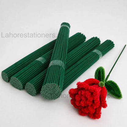 Green Bendable Floral Wire Stems for DIY Flowers, Bouquets & Wreaths