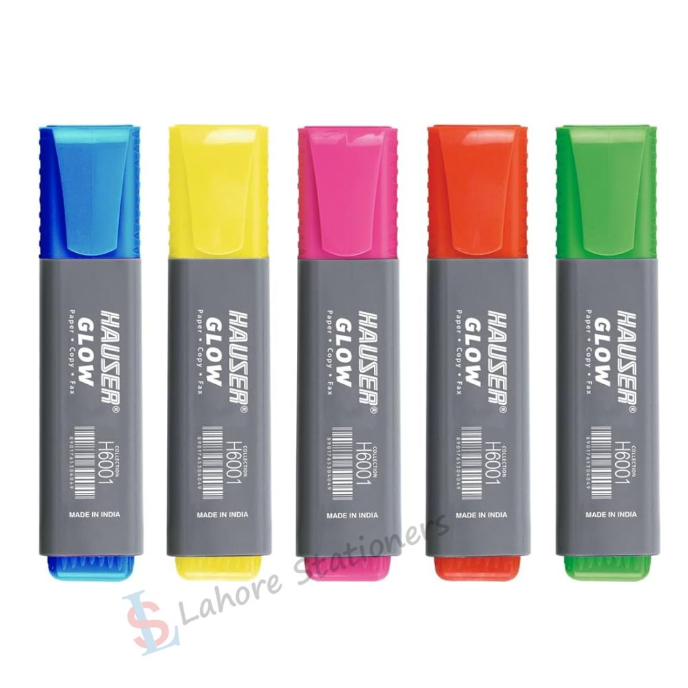 HAUSER Glow H6001 Chisel Tip ASSORTED Bright Colours Highlighter Single Piece - Sky Blue